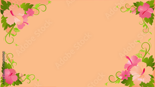 Tropical floral corner decorations on a peach background