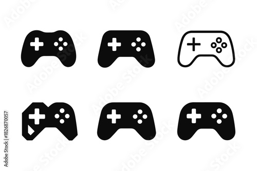 Indie Game Icons. Indie games. Icon set. Set Logo of indie games: game controller. harmonious logo variations of the same emblematic concept, each with