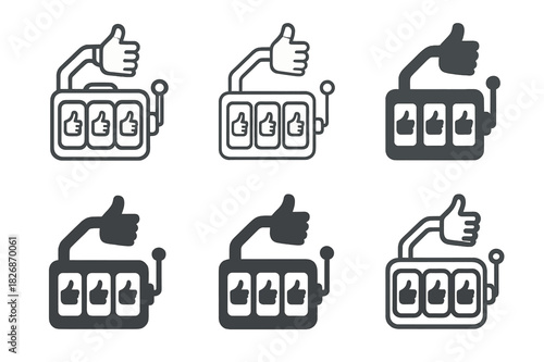 Logo Variations Grid. Recommendation Engines. Icon set. Set Logo of Recommendation Engines: multi-armed bandit. harmonious logo variations of the