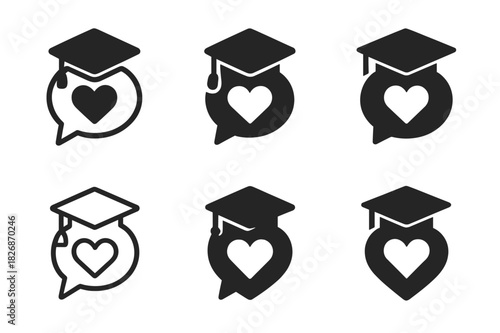 Mental Health Support Icons. Mental health support for students and young adults. Icon set. Set Logo of Mental health support for students and young adults: