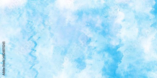 abstract baby blue water colored stains or sky bac Hand painted water, blue sky in grunge style blue skt white clouds ..color sky and clouds, abstract watercolorkground,.