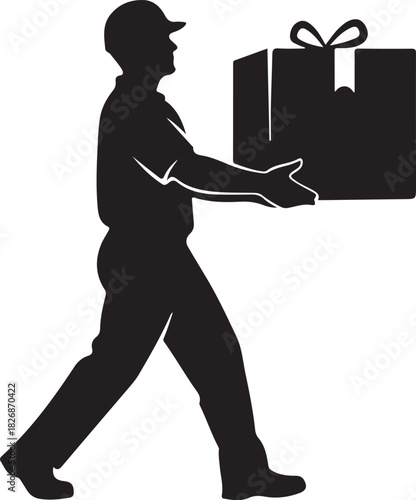Courier delivering a gift package illustration