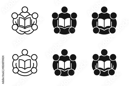 Youthful Social Icons. Young people participating in social activities and friendships. Icon set. Set Logo of Young people participating in social activities