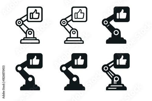 Logo Variations Grid. Recommendation Engines. Icon set. Set Logo of Recommendation Engines: multi-armed bandit. harmonious logo variations of the