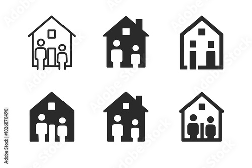 Ancestral Home Logos. Revisiting places of significance to the family. Icon set. Set Logo of revisiting places of significance to the family: ancestral home.