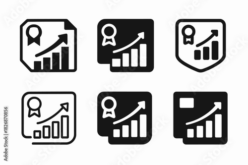 Economic Growth Logos. Developing countries? economic growth. Icon set. Set Logo of Developing countries? economic growth: vocational training certificate.