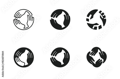 Social Change Logos. Community leaders and activists working toward social change. Icon set. Set Logo of Community leaders and activists working toward social