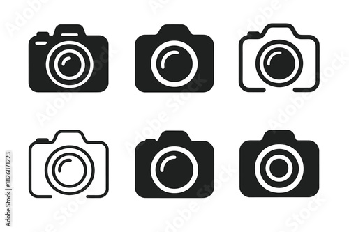 Fashion Logo Variations. Professional fashion photoshoots and portfolios. Icon set. Set Logo of Professional fashion photoshoots and portfolios: DSLR camera