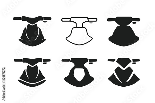 Jet Ski Logo Variations. Jet skiing. Icon set. Set Logo of Jet skiing: handlebar and throttle. harmonious logo variations of the same emblematic concept, each