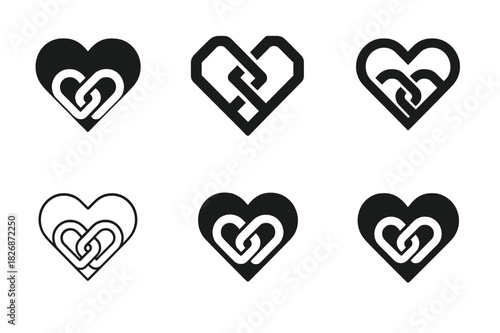 Trust and Loyalty Icons. Trust and loyalty in friendships. Icon set. Set Logo of trust and loyalty: two figures embracing. harmonious logo variations of the