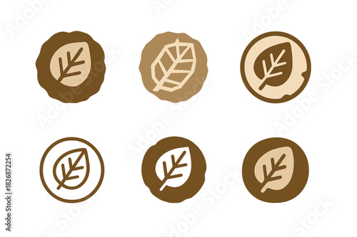 Fossil Logo Variations. Fossils and geological history of nature. Icon set. Set Logo of fossils and geology: petrified leaf. harmonious logo variations of the