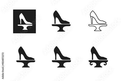 Luxury Boutique Logos. Luxury Boutique. Icon set. Set Logo of Luxury Boutique: Elegant Dress Form. harmonious logo variations of the same emblematic concept