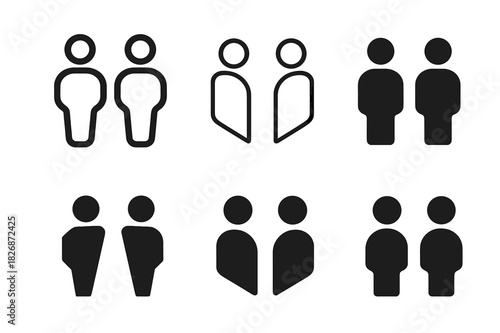 Respect Boundaries Icons. Respect and boundaries in professional relationships. Icon set. Set Logo of respect and boundaries in professional relationships: two