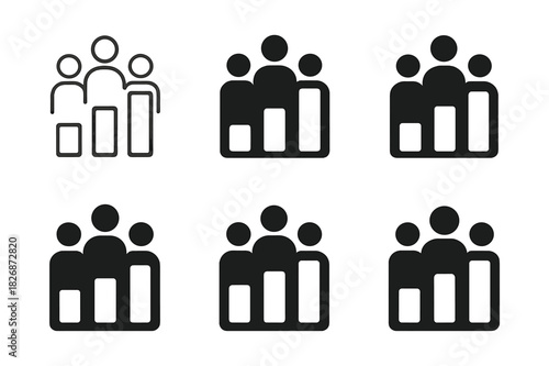Diverse Team Icons. Building and leading diverse teams in business. Icon set. Set Logo of Building and leading diverse teams in business: equal opportunity bar