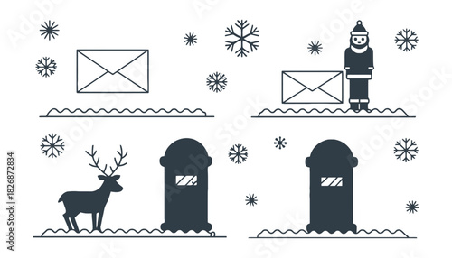 Send christmas letter to santa claus with reindeer and mailbox