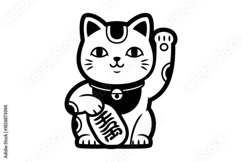 Maneki Neko Lucky Cat Illustration.