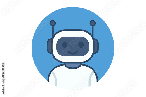 Friendly artificial intelligence chatbot avatar icon for customer service