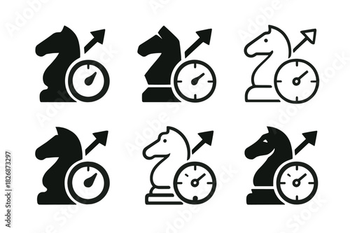 Decision Strategy Icons. Improving decision-making in high-pressure situations. Icon set. Set Logo of improving decision-making in high-pressure situations: