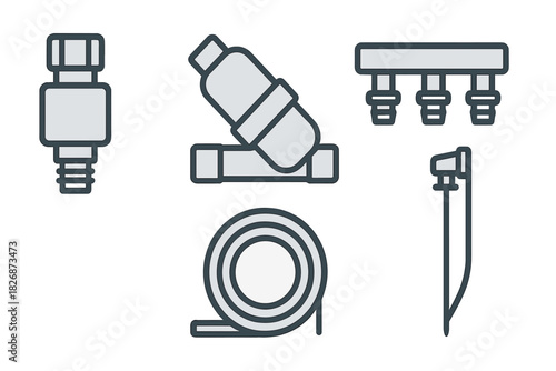 Hose, connectors, filter, and drip emitter for modern watering systems