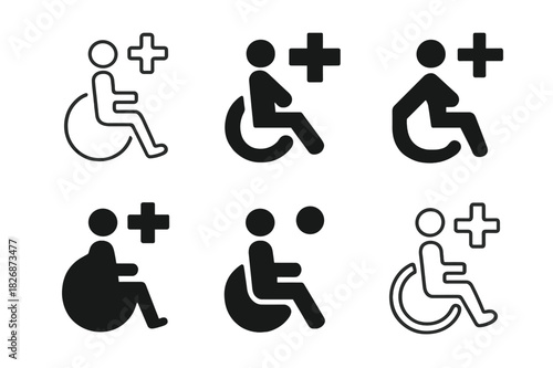 Accessible Medical Icons. accessible medical icons set. Icon set. Set Logo of accessible medical icons set: universal healthcare symbol. harmonious logo