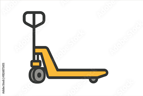 Yellow and black hand pallet jack for moving heavy loads in warehouse logistics