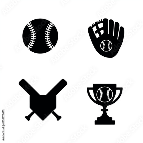 Baseball icons isolated on white background