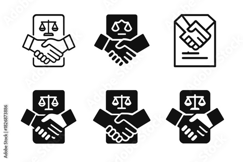 Mediation Logos Variety. Lawyers participating in alternative dispute resolution (mediation). Icon set. Set Logo of Lawyers participating in alternative