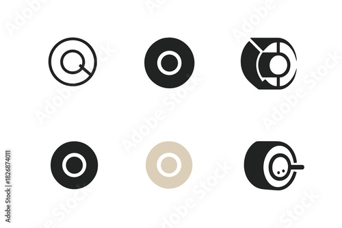 Insulated Pipe Logo Variations. Pipe Insulation Materials. Icon set. Set Logo of thermal protection: insulated pipe cross-section. harmonious logo variations