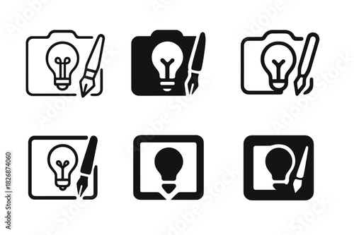 Creative Logo Variations. Brand photography and content creation services. Icon set. Set Logo of brand photography and content creation services: photo frame