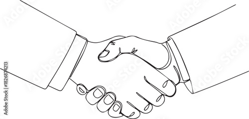 Handshake line art symbolizing agreement and partnership, isolated PNG.