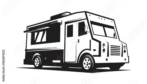 Food truck vector illustration mobile kitchen delivery service