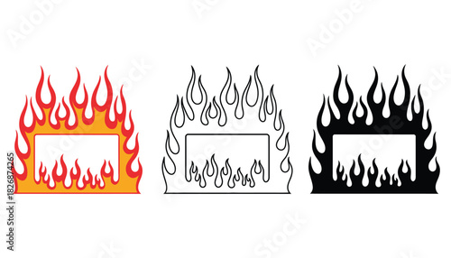 Fire frame vector illustration flame design hot burn template