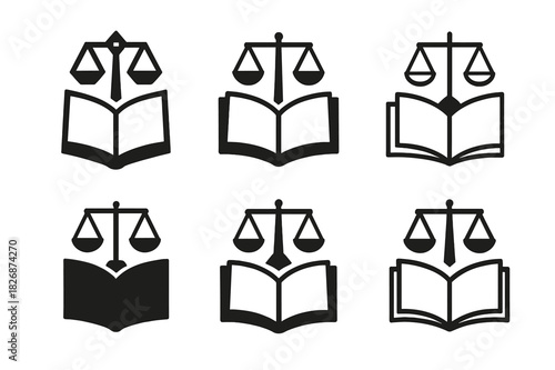 Civil Court Icons. Representation in civil court cases and legal settlements. Icon set. Set Logo of representation in civil court cases and legal settlements: