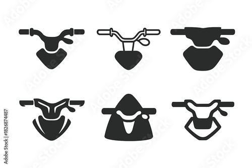 Jet Ski Logo Variations. Jet skiing. Icon set. Set Logo of Jet skiing: handlebar and throttle. harmonious logo variations of the same emblematic concept, each