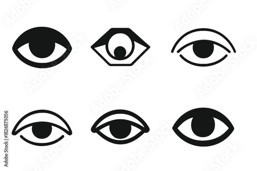 Sad Eyes Icons. sad eyes. Icon set. Set Logo of sad eyes: low eyelid with emotion arc. harmonious logo variations of the same emblematic concept, each with