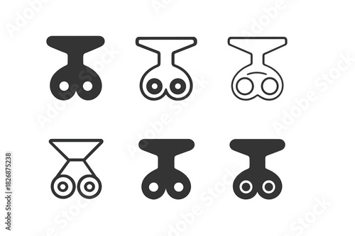 Zip Line Pulley Icons. zip line pulley. Icon set. Set Logo of zip line pulley: zip line cable system. harmonious logo variations of the same emblematic