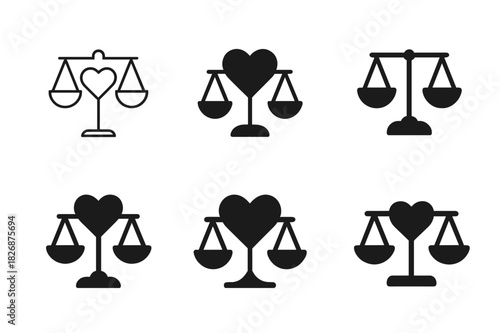 Emotional Intelligence Logos. Emotional intelligence leadership. Icon set. Set Logo of Emotional intelligence leadership: conflict resolution scales with