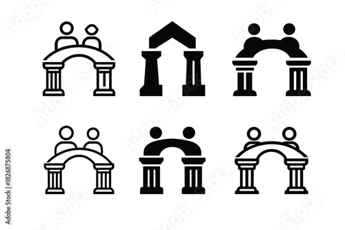 Mediation Logo Collection. Lawyers participating in alternative dispute resolution (mediation). Icon set. Set Logo of Lawyers participating in alternative