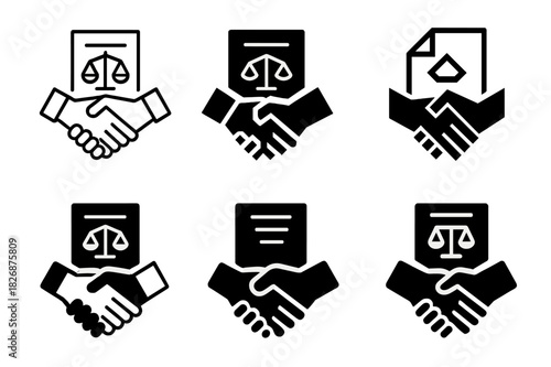 Mediation Logos Variety. Lawyers participating in alternative dispute resolution (mediation). Icon set. Set Logo of Lawyers participating in alternative