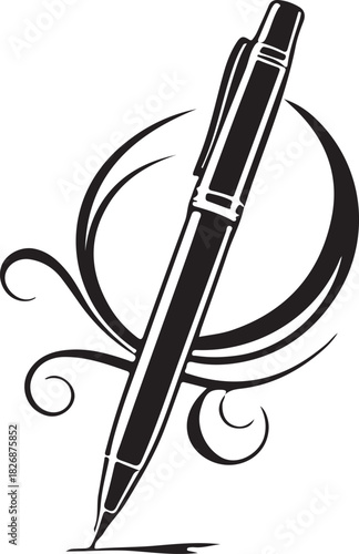 Elegant gold fountain pen drawing vector illustration for business and office signature design