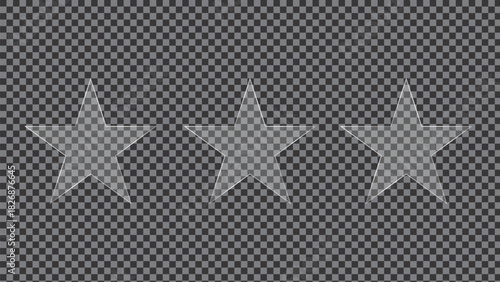 Light frame liquid Star, 3 stars panel set for mobile and web app, tech board frame in futuristic style. HUD element interface, vector illustration. Light star banner collection with glow effect