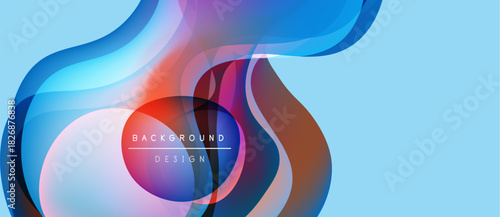 Abstract flowing shapes, vibrant colors, dynamic composition. Modern design element for backgrounds, presentations. Smooth gradients create visual interest.