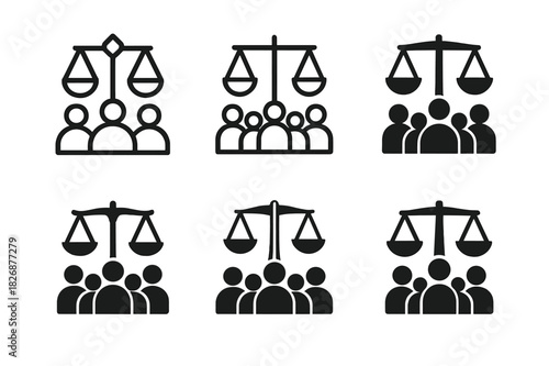 Social Change Icons. Community leaders and activists working toward social change. Icon set. Set Logo of Community leaders and activists working toward social