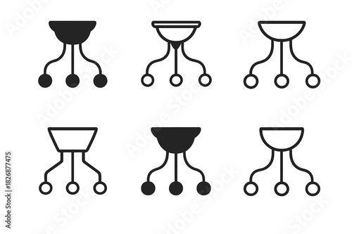 Electrical Wiring Icons. Electrical wiring layout. Icon set. Set Logo of Electrical wiring layout: ceiling fixture rose. harmonious logo variations of the same