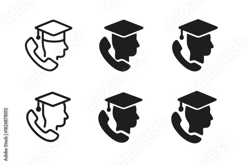 Student Support Icons. Mental health support for students and young adults. Icon set. Set Logo of Mental health support for students and young adults: student