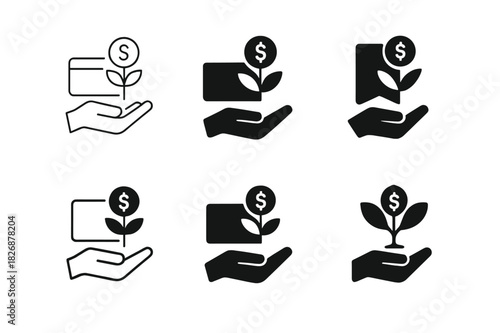 Economic Growth Logos. Developing countries? economic growth. Icon set. Set Logo of Developing countries? economic growth: microfinance loan card. harmonious