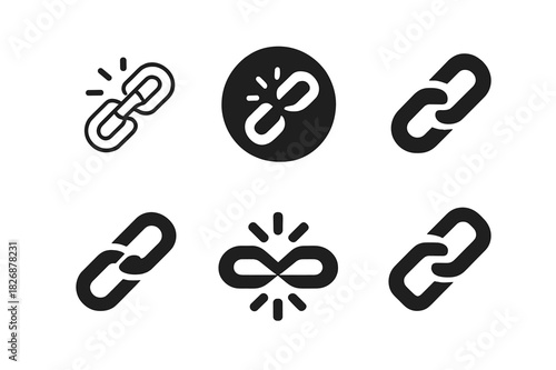 Human Rights Icons. Human rights. Icon set. Set Logo of Human rights: broken chain freedom symbol. harmonious logo variations of the same emblematic concept,