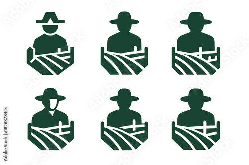 Landowner Logo Set. Landowner. Icon set. Set Logo of landowner: estate and boundary lines. harmonious logo variations of the same emblematic concept, each with