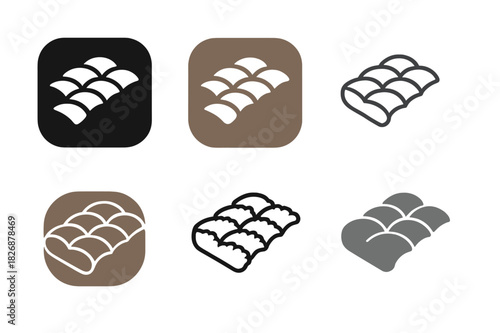 Bath Mat Logos. Bath Mat Texture. Icon set. Set Logo of Bath Mat Texture: fluffy surface pattern. harmonious logo variations of the same emblematic concept,