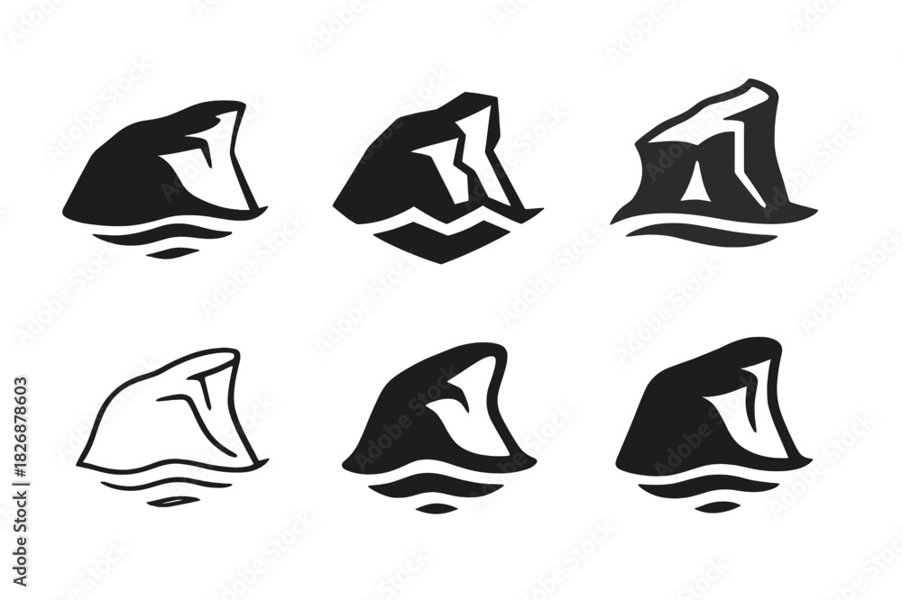 Obraz premium Rocky Cliffs Logo Set. rocky cliffs. Icon set. Set Logo of rocky cliffs: windswept cliff edge. harmonious logo variations of the same emblematic concept, each